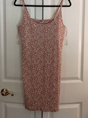 Old Navy Rust Floral Tank Top dress with White Print